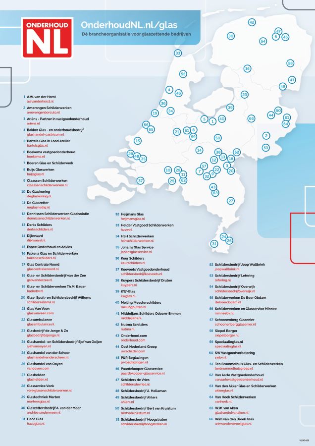 Landkaart OnderhoudNL Glas